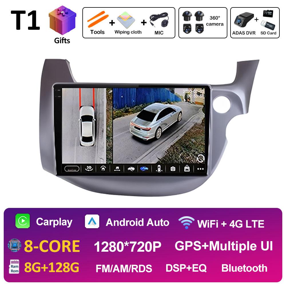 Android 14 DSP Stereo For HONDA FIT JAZZ 2007 2008 2009 2010 2011 - 2013 Right Hand Drive Wireless Carplay Cooling Fan Head Unit