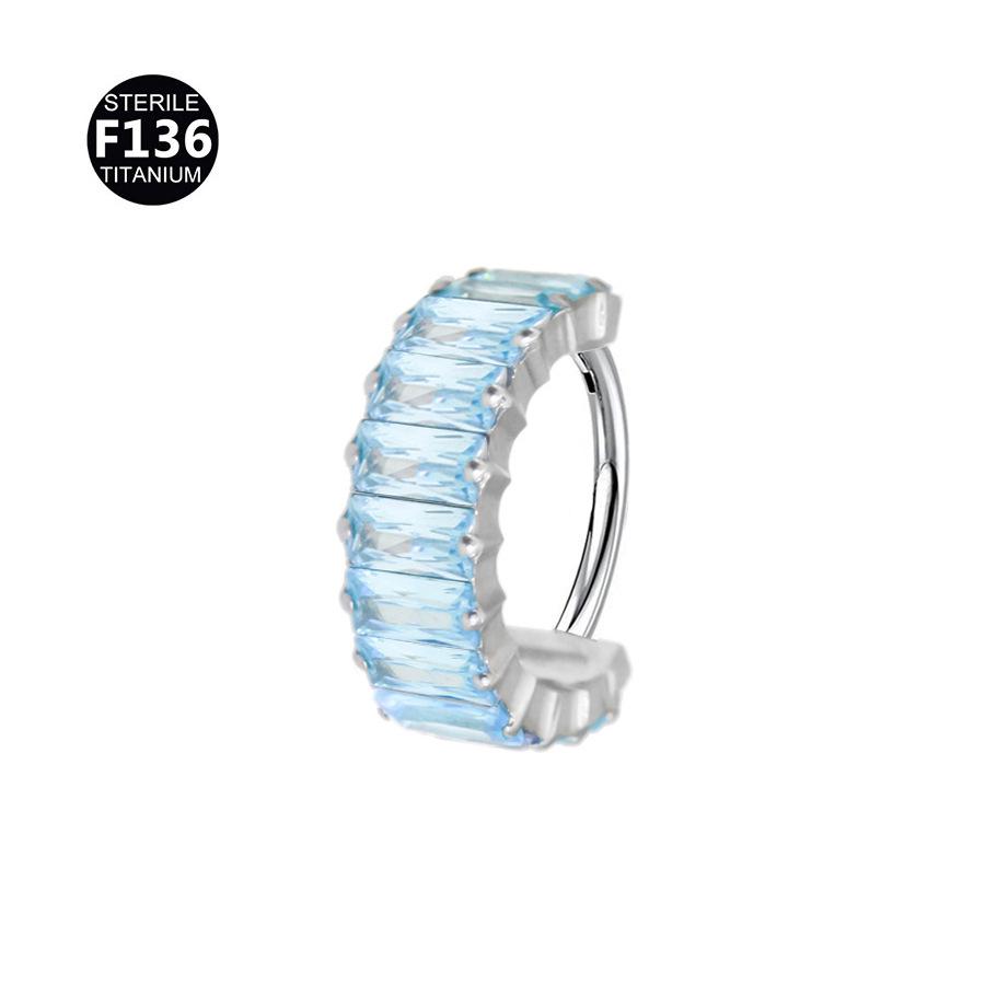 1.2mm Rainbow Inlaid F136 Titanium Alloy Nose Ring, Fashion Lip Earring Ear Cartilage Stud Piercing