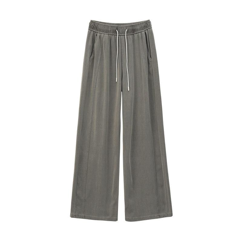 Wide-leg jeans women's summer thin new high-waisted thin straight loose drape Tencel floor-mopping pants