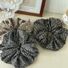 French Vintage Floral Print Hair Scrunchies Oversized Ruched Ponytail Holder Pastoral Style Elastic Hair Ties For Thick Hair