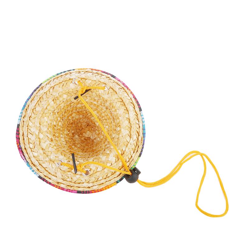 1pc Cute Puppy Dog Cap Cat Straw Woven Sun Hat Mexican Sombrero Pet Supplies Accessories