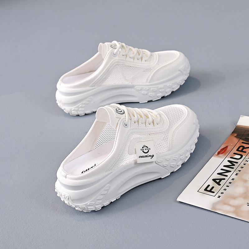 Fashion Casual half slipper women's shoes for summer wear one foot lazy shoes new versatile comfortable mesh sandals