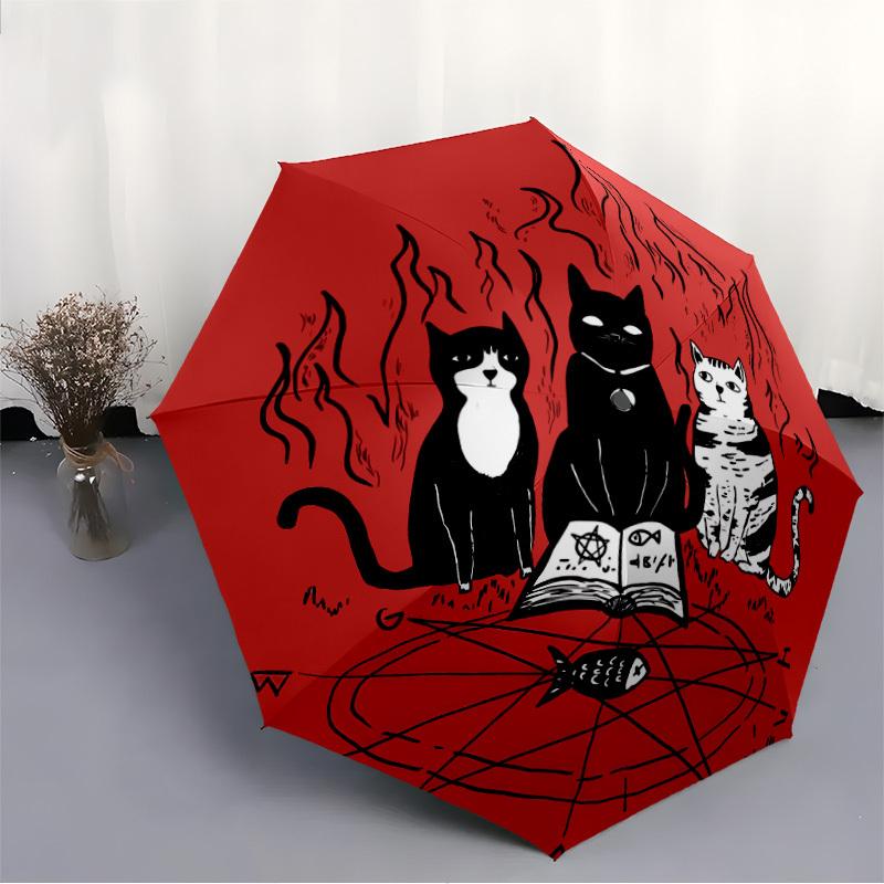 1pc Witchcraft Feline Automatic Open/Close Umbrella, Portable Folding Umbrella for Travel, Themed Events, It is suitable as a gift for various festiva