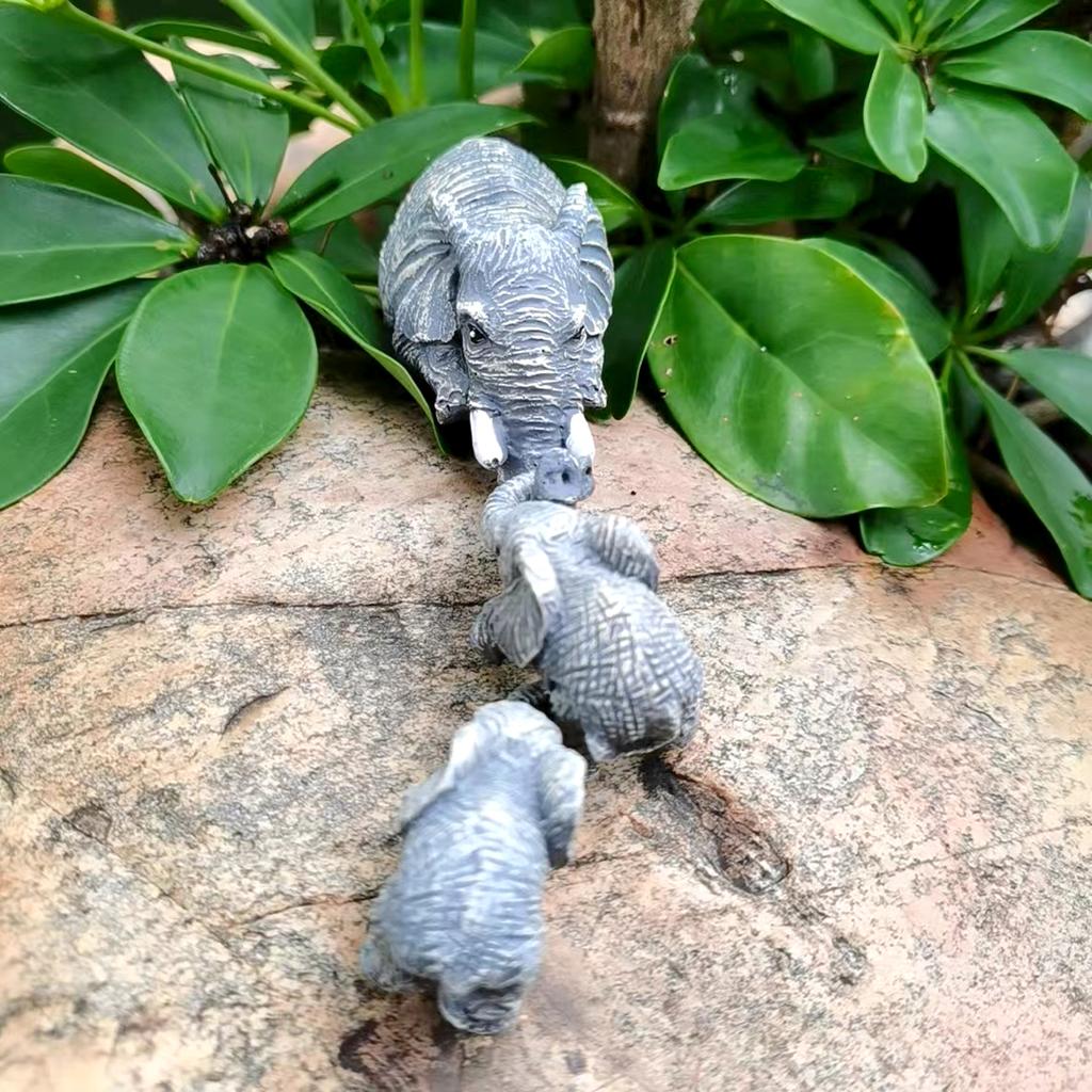 Elephant Set of 3 Unique Mother's Day and Thanksgiving Gifts Home Outdoor Decorative Small Ornaments Resin Hand-Painted Statues