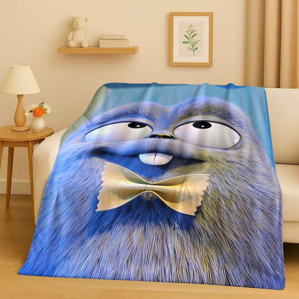 Kawaii Grizzy and The Lemmings Cartoon Flannel Blanket,Ultra Soft Warm Plush Throw for Home Bedroom Bed Sofa Cover Kids Gift