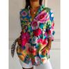 Women Casual Print Shirt Summer Elegant Long Sleeve Button Tops Shirts Womens Clothing