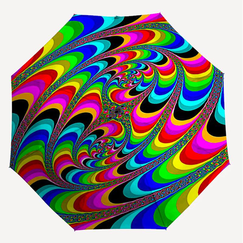 1pc Psychedelic Spiral Automatic Open/Close Umbrella with Windproof, 8-Rib Sturdy Canopy, Durable Ribs, Fashionable Design1130A