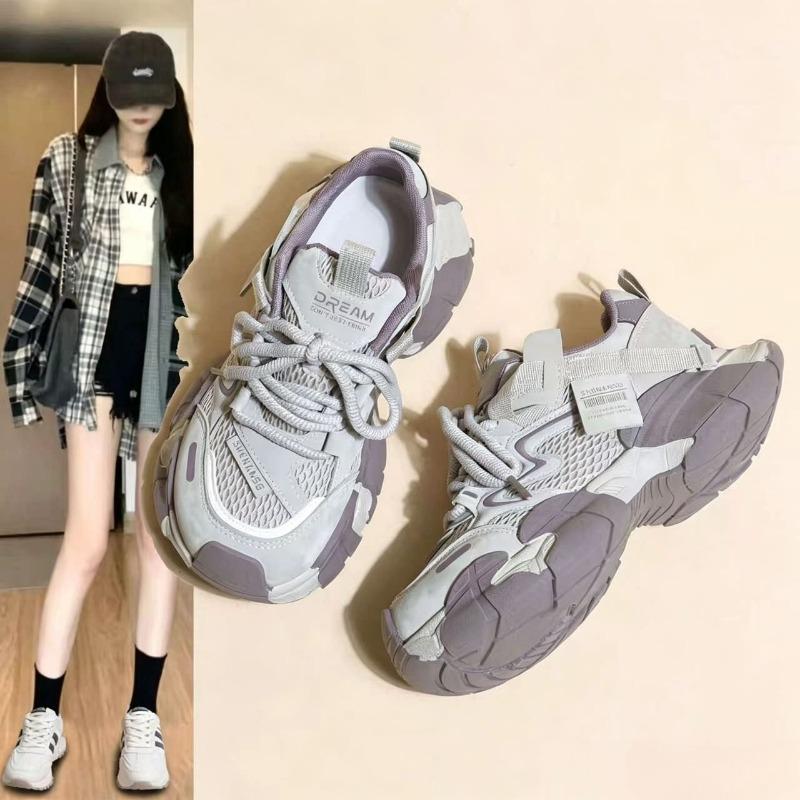 Women Breathable Mesh Thick Sole Casual Chunky Dad Sports Sneakers 35 серый