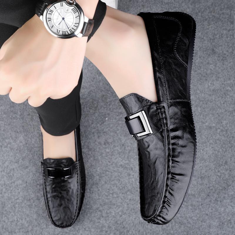 2025 Leather Penny Loafers Men Moccasins Mocasines Hombre Business Mens Casual Shoes Half Shoes Slip On Flats Male Driving Shoes