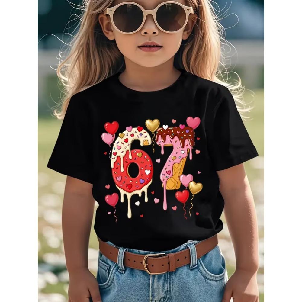 Six Seven 67 I Was 6 Now I'm 7 Print Children's T-shirt Cotton Casual Fashion Summer Kids Clothes Trendy Boys Girls Short Sleeve