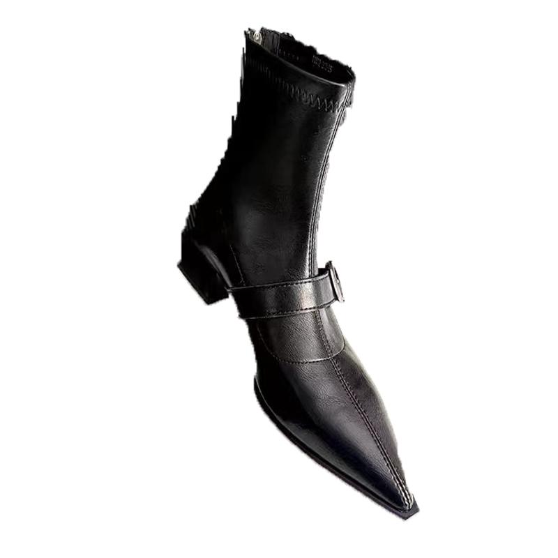 Ankle Boots for Women Pointed Toe Luxury Heeled Shoes Winter Dress Designer 2025 New Elegant Short Botas De Muje Zapatos