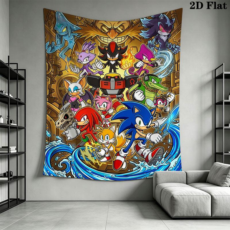 Hedgehog Sonic Thrust Wall Hanging Printed Fabric Blanket Decorative Tapestries for Bedroom Living Room Home Decor