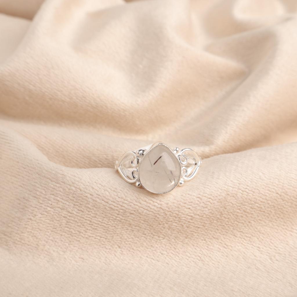 Natural Black Rutile Gemstone 925 Sterling Silver Jewelry Handmade Ring For Girl RR-46-24