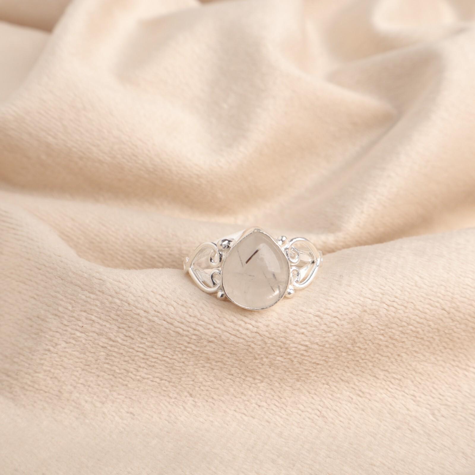 

Natural Black Rutile Gemstone 925 Sterling Silver Jewelry Handmade Ring For Girl RR-46-24 13