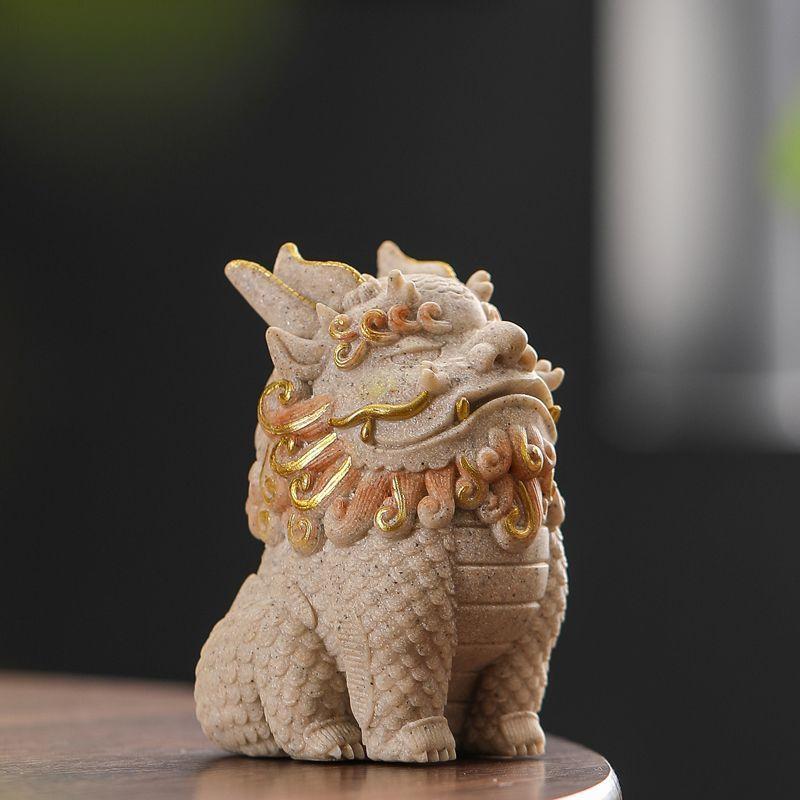 Sand Rock Fortunate Table Decoration God of Wealth Office Desktop Ornament Pure Handmade National Tide Lovely Decoration Kylin