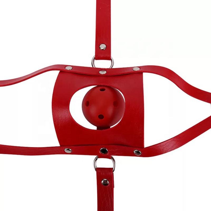 Erwachsene Sexspielzeug Leder Kopfgeschirr Bondage Offener Mund Ballknebel Zurückhaltung SM Sexspielzeug für