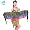 Belly Dance Stage Costume: Patent Leather Fringe Waist Chain with Sequin Armbands and Skirt