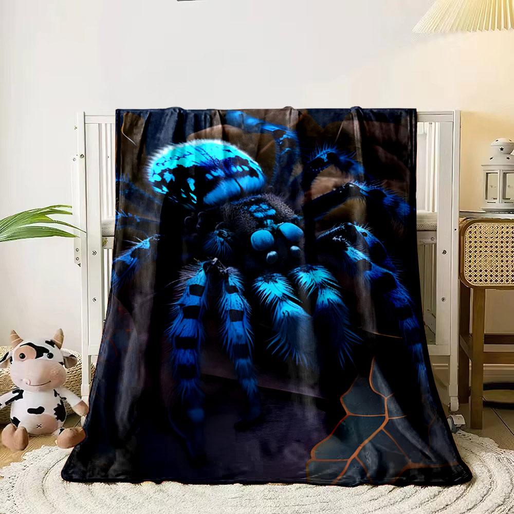 Blue Striped Spider Blanket bedroom Blanket for Livingroom Couch lunch break Soft throw for Friend's festival Gift