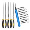 3D Print Deburring Tool Set with 11PCS HSS Blades Removing Burr 5PCS Diamond Needle File for 3D Print Metal Resin Copper Plastic