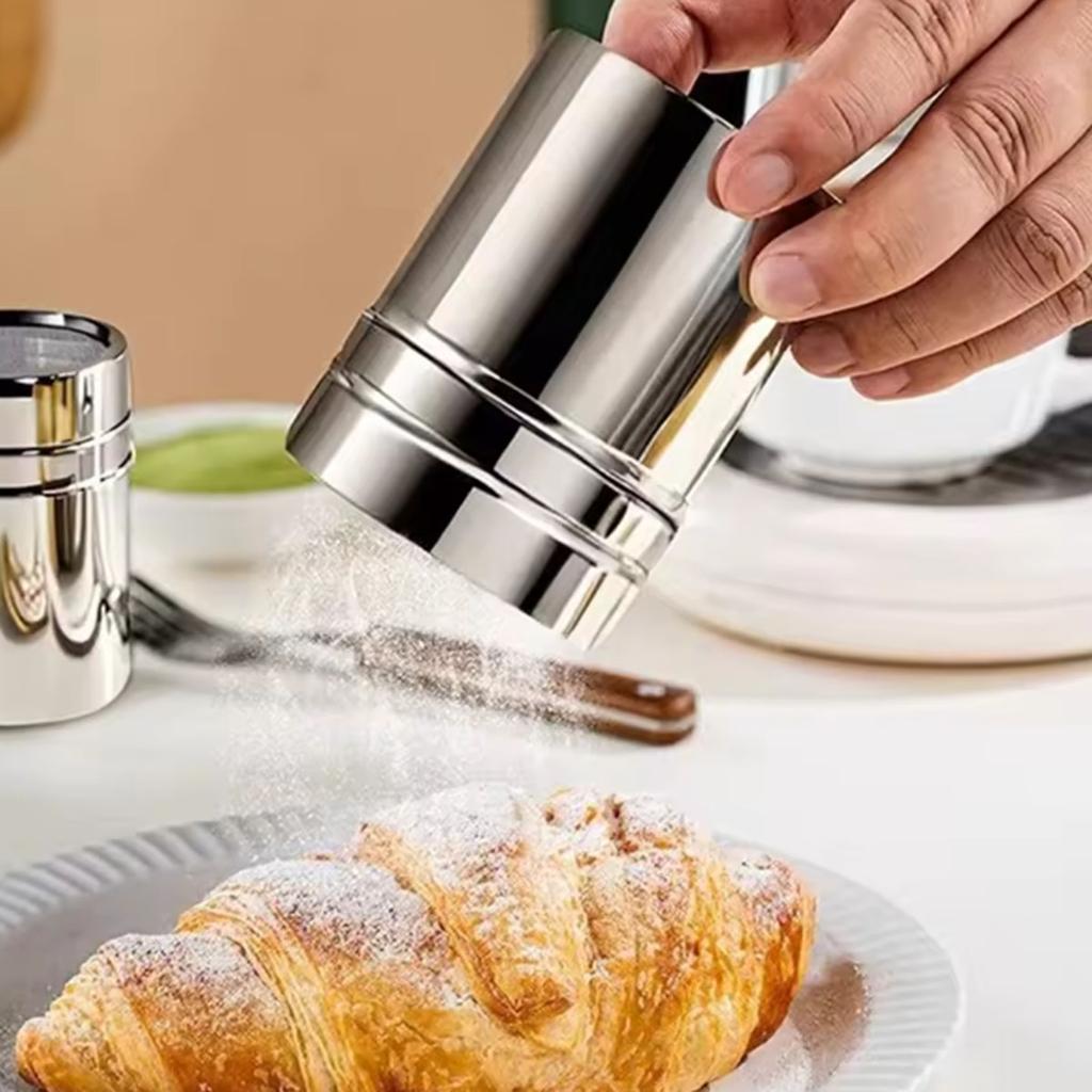 1pc-Stainless Steel Chocolate Shaker Cocoa Flour Coffee Sifter Coffee Stencils Template Strew Pad Duster Spray Cafe Accessories