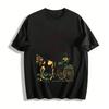 Western Style Enjoy The Ride Carriage Print Casual Short Sleeve T-Shirt Pure Cotton T-shirt