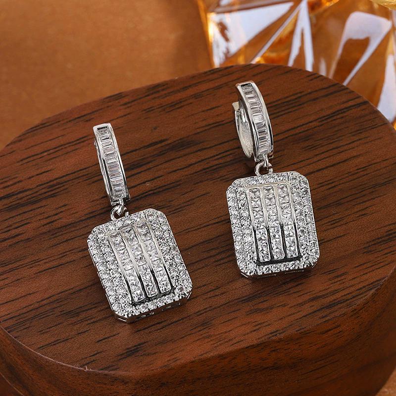 

2025 Girls Trendy Lab Diamond Sterling Silver Dangle Earring Bridal Party Wedding Earrings for Women Bridal Gift білий