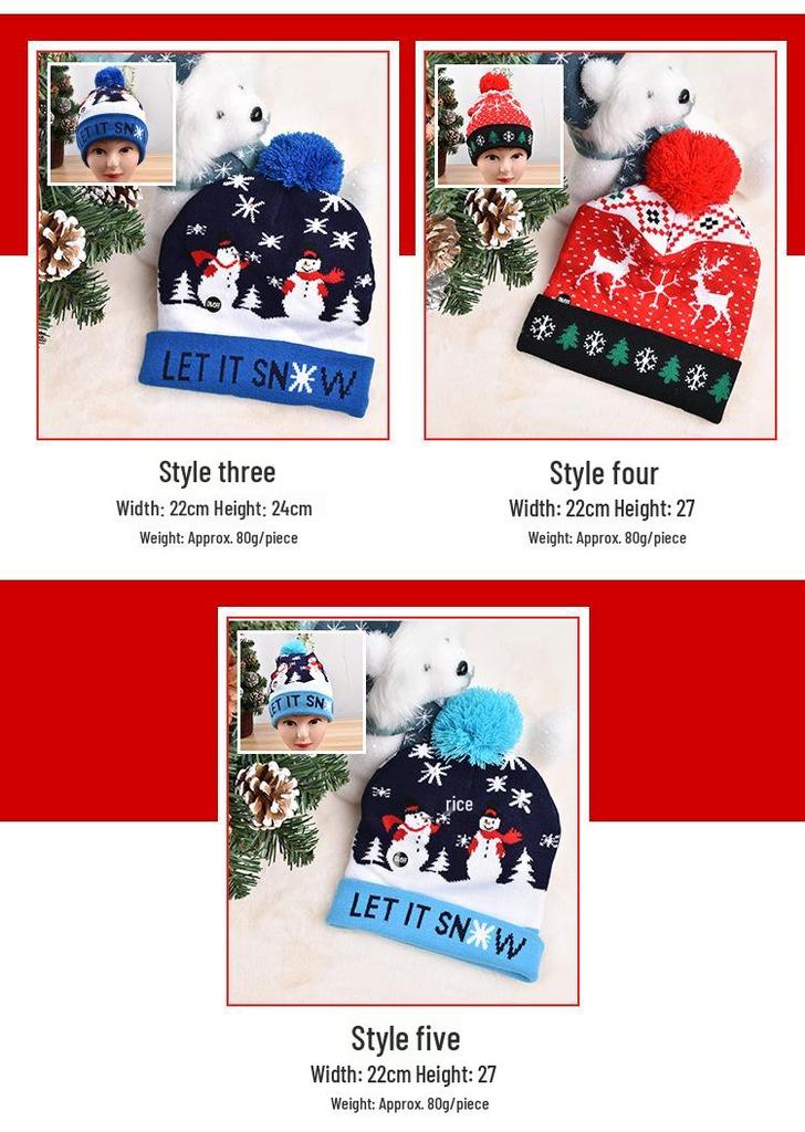 Bunte Strick-LED-Weihnachtsmütze - Perfekt für Partyfotos & Kindergeschenke