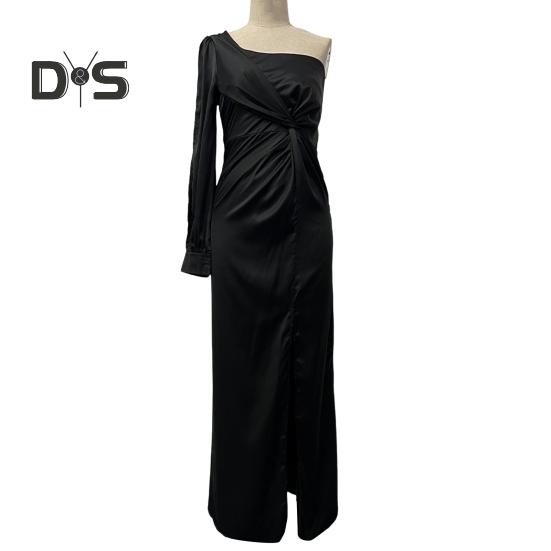 Dámské večerní šaty Rozdělený lem bez rukávů na jedno rameno Jednobarevný Úzký pas Skládaný Jednobarevný Ples s vypnutým ramenem Společenské koktejlové maxi šaty Plesové šaty