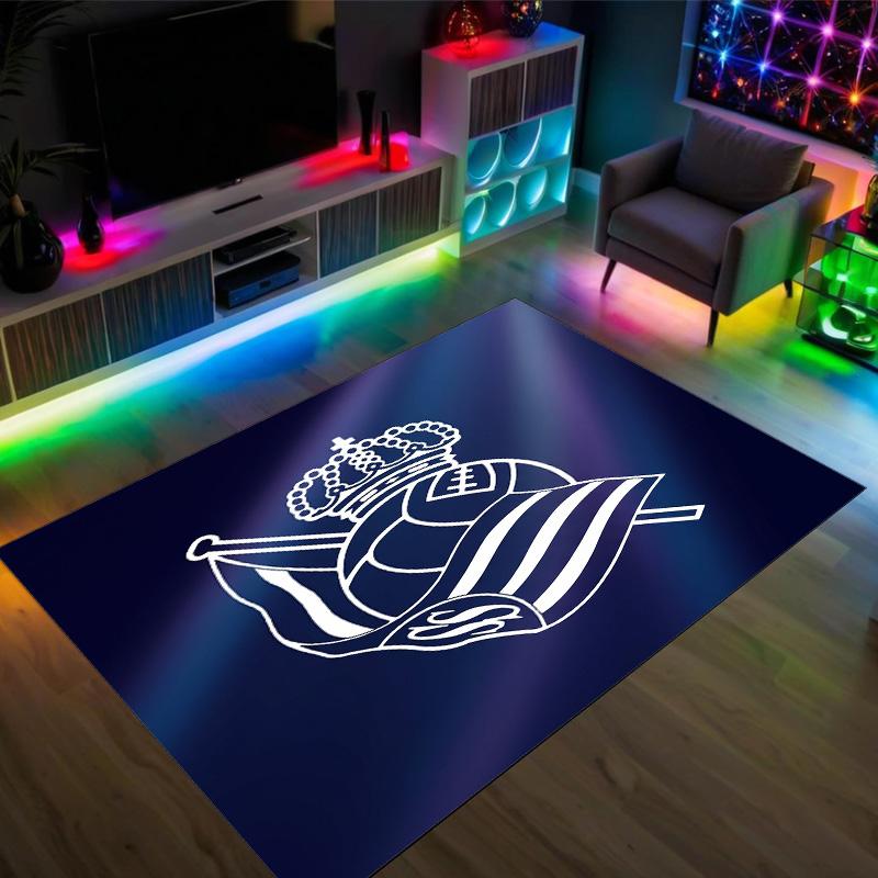 Real Sociedad FC Design Crystal Velvet Carpet Cozy Non?Slip Printed Rug For Bedroom Living Room Entrance
