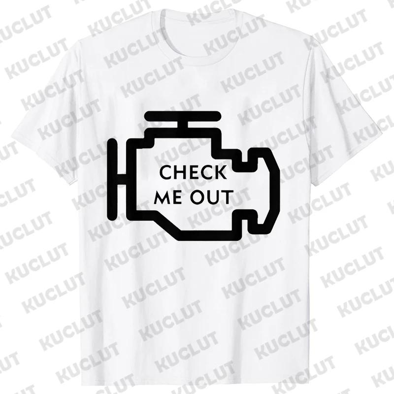 Oversized Men T Shirt Check Engine Oil Battery Print Harajuku Tshirt Hiphop Summer Streetwear Mechanic Repair Tshirt Y2k Top