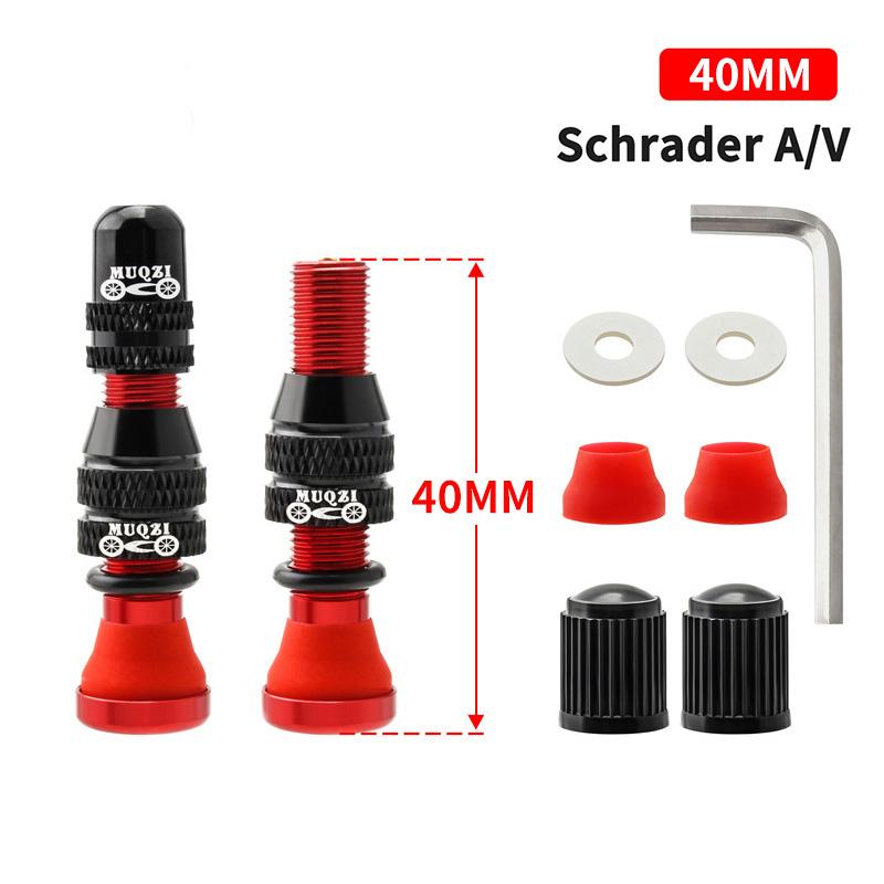 MUQZI 2PCS Bike Schrader Valve 60mm Tubeless Tire A/V Valve CNC Nipple Wheel Valve For MTB Road Bicycle Tubeless Rim Accessories
