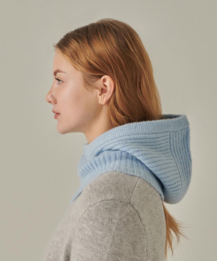 MUSINSA STANDARD WOMAN Women'S Soft Boucle Knit Balaclava [Sky Blue]