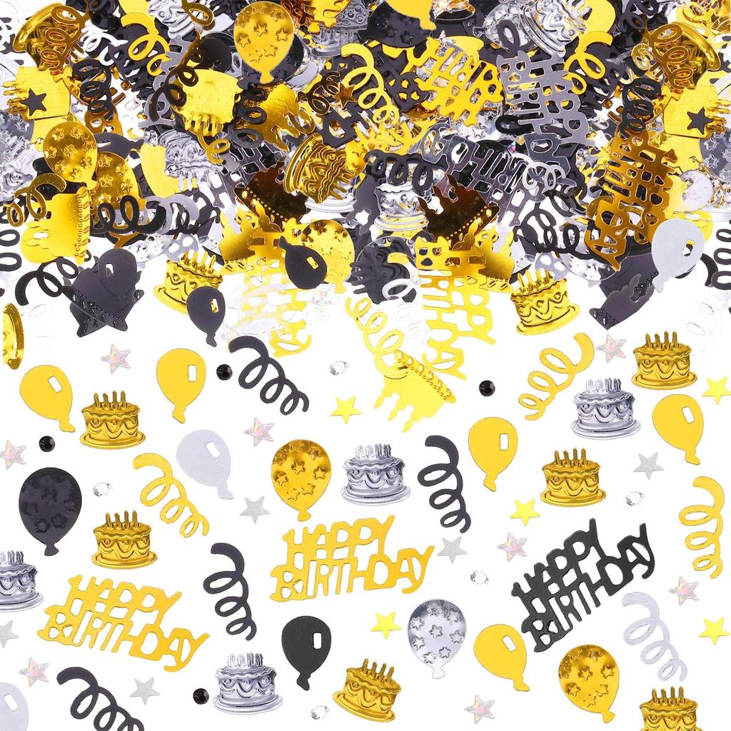 Black and Gold Confetti Birthday Party Confetti Table Decoration 18/20/30/40/50/60/70th Anniversary Party Decoration
