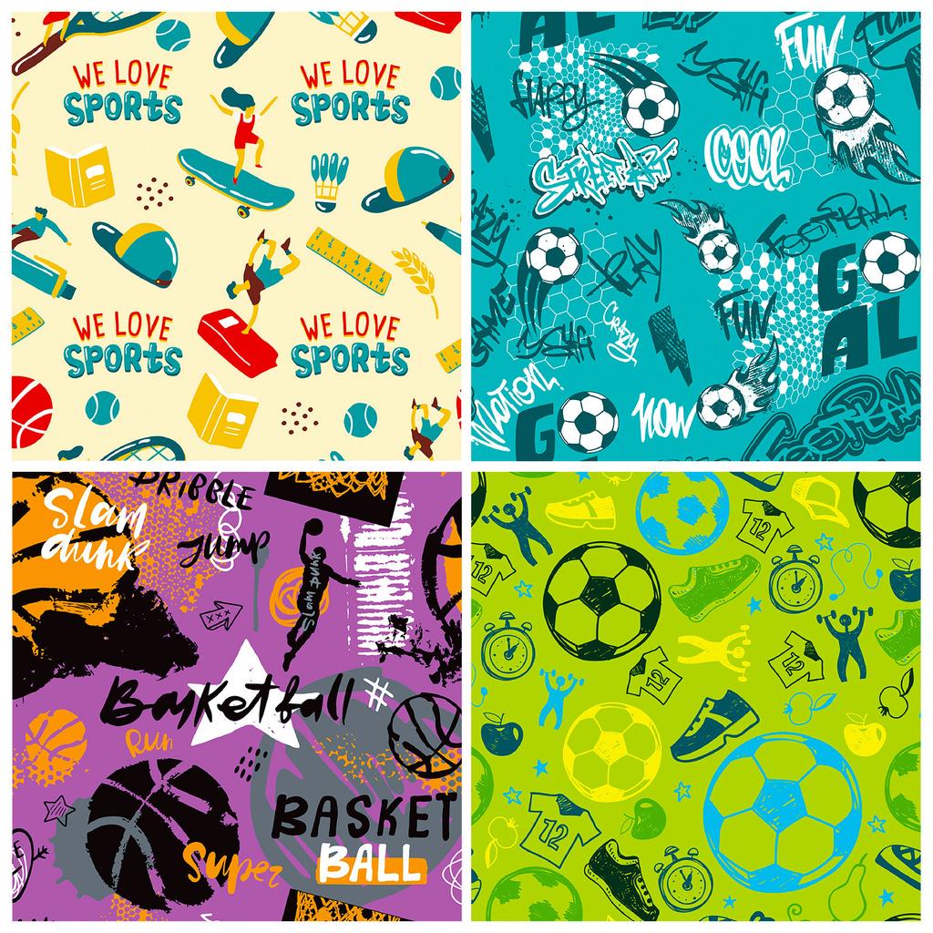 12 Packs Of Each Sports-Themed American Ball Sports Handbook Non-Adhesive Backing Paper Material Paper