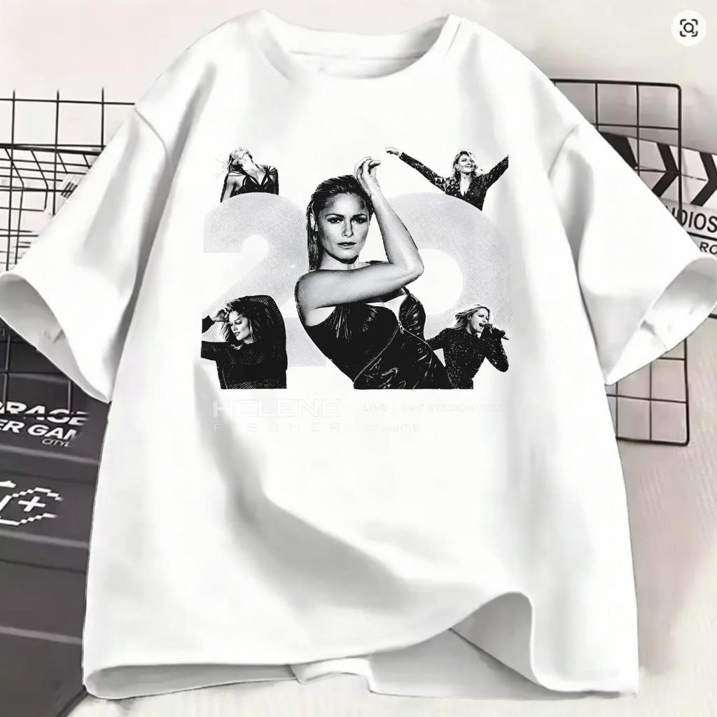 T-shirt Vintage Helene Fischer Unisex Girocollo Cotone T-shirt 360 Stadion Concerto Tour Musicale 2026 Manica Corta Taglie Forti