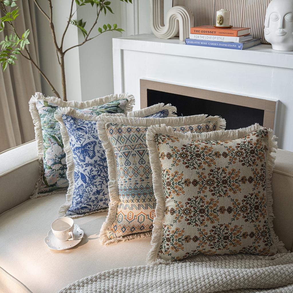 Kissenbezug Amerikanischer Jacquard Mehrfarbig Sofa Kissen Kopfteilkissen Wohnzimmer Stuhl Auto Rückenlehne Kissenbezug Ohne Füllung