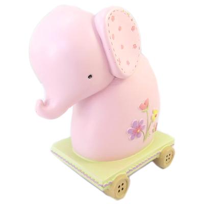 [P2692] - Pink 'Baby Elephant' Resin Piggy Bank - 13x12x7 Cm