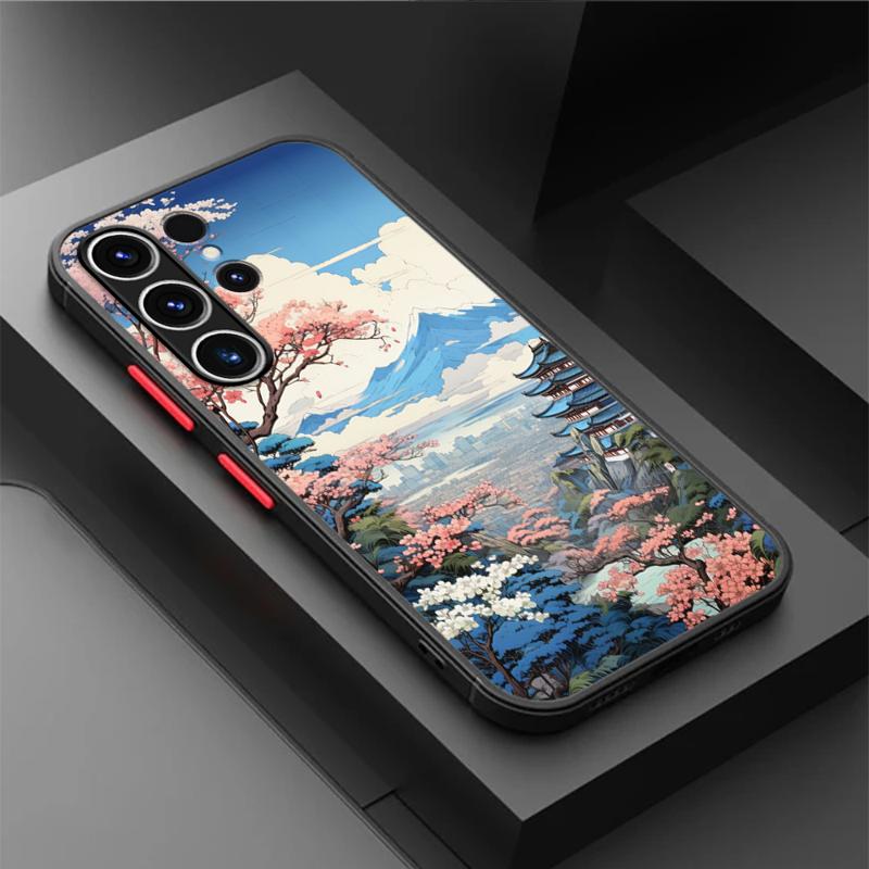 Japanese Landscape Cool Matte Case For Samsung Galaxy S24 S22 S23 S20 S21 FE S10 Plus Capa Note 20 Ultra 10 Lite Phone Fundas
