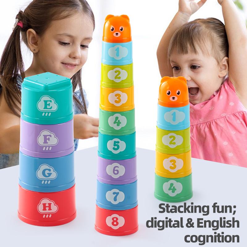 Alta Qualità 9 Pezzi Alta Qualità Impilabili Alta Qualità Tazze Alta Qualità Educazione Precoce Alta Qualità Puzzle Alta Qualità Impilabile