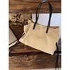 Womens 2026 Minimalist Linen-Style Faux Leather Tote Bag Shoulder Handbag Daily Use Neutral Beige Medium Size