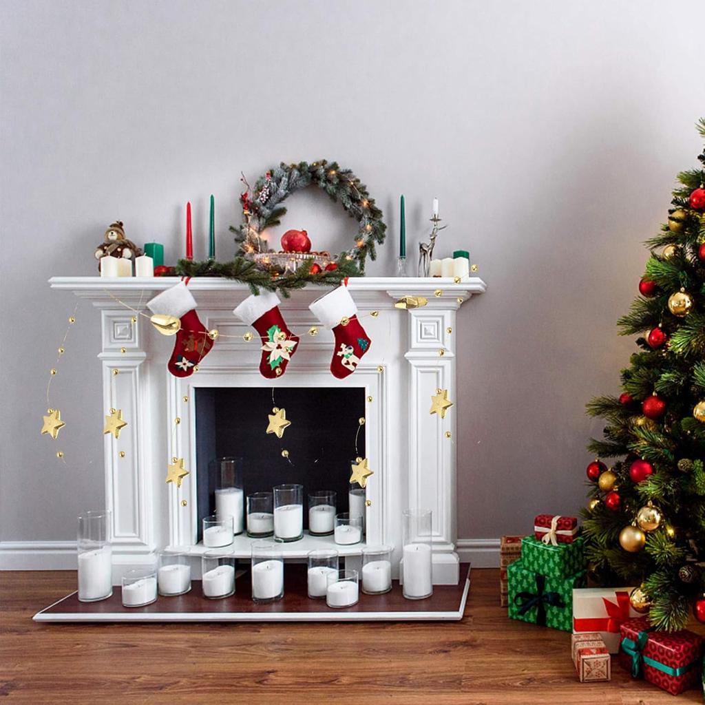 1 Roll Star Bead Garland Golden String Garland Christmas Tree Hanging Garland Beads for Wedding Christmas Decoration Wrapping Packging Golden