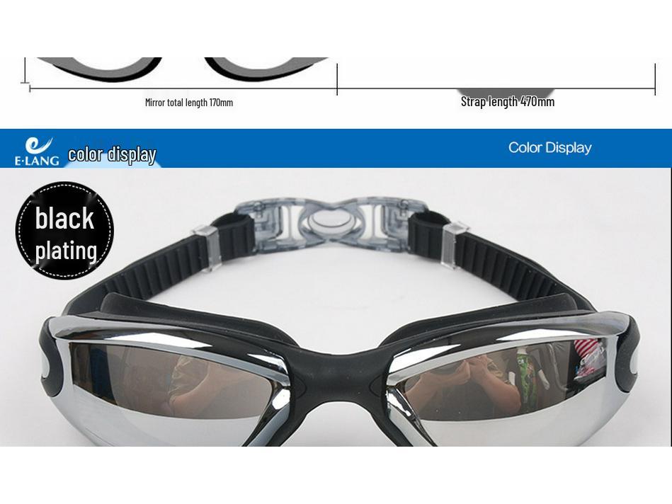 High-Definition Anti-Fog Electroplated Swimming Goggles with Silicone Straps