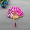 Shell Fan No Burr Non-breakable Festival Gift with Tassel Decorative Vintage Style Floral Print Kimono Japanese Style Hand Fan Home Supply