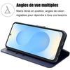 Coque de protection - BOOLING - pour Samsung Galaxy S25 - Effet Cuir Bleu Marine - 2 Verres Trempés - Antichoc