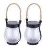 2pcs Solar Lantern Outdoor Lights Solar Powered USB Rechargeable Outdoor Lanterns with Realistic Flickering Fire Hemp