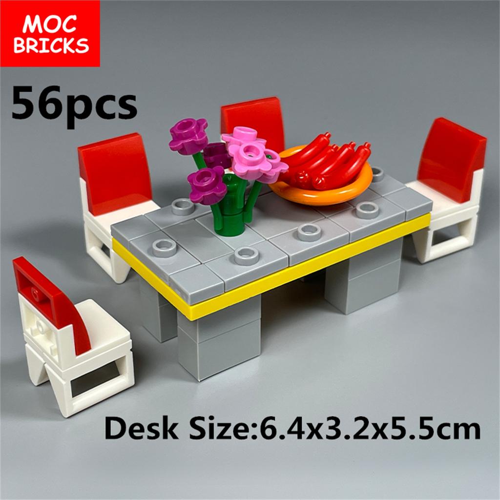 MOC Blocks Sofa Home Furniture Chair Desk City Model Learning Construction Bricks Figures DO IT YOURSELF Toy Ideal For Children Gift Idea