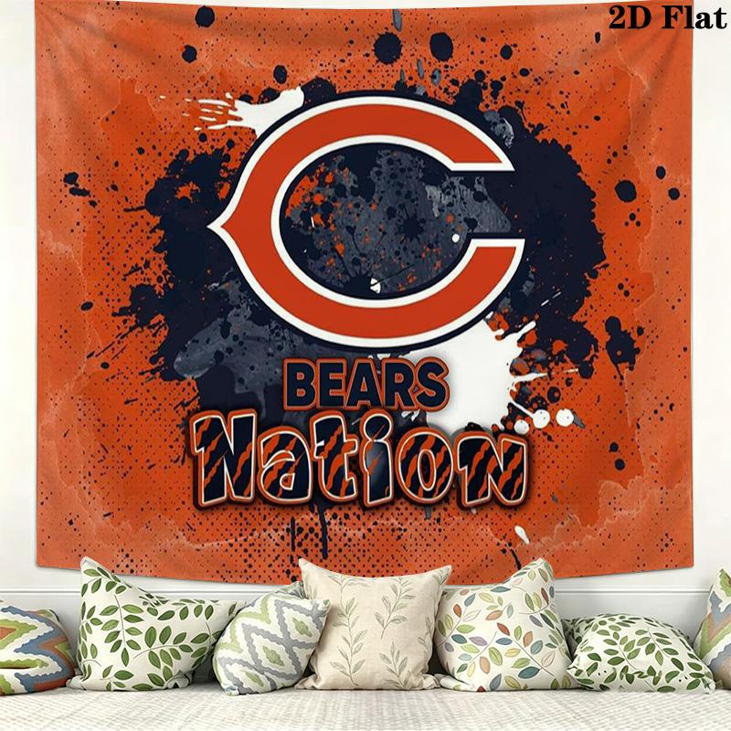 Chicago Bears Wall Tapestry Aesthetic Wall Hanging Printed Fabric Blanket Decorative Tapestries for Bedroom Living Room Home Decor