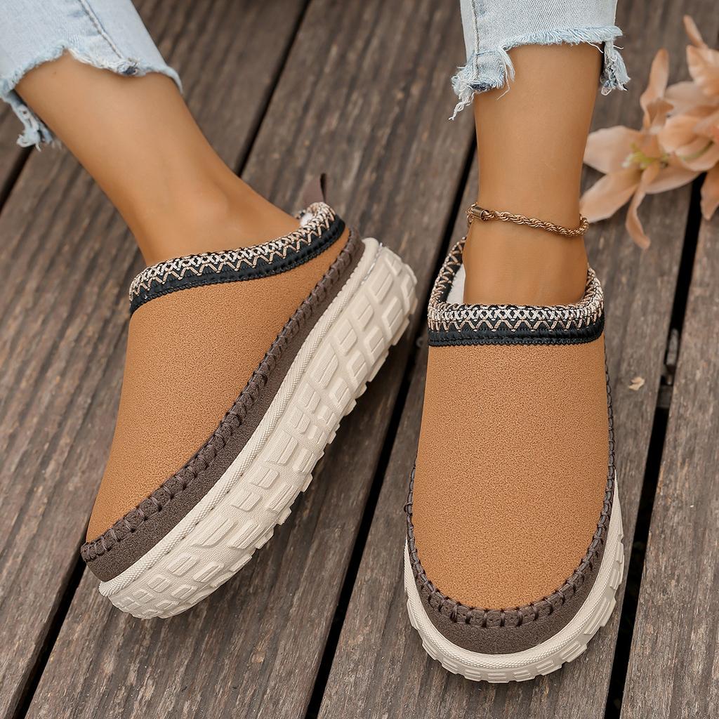 Tire thick-soled snow boots women's new short-leg fleece thickened warm cotton shoes for autumn and winter 2025