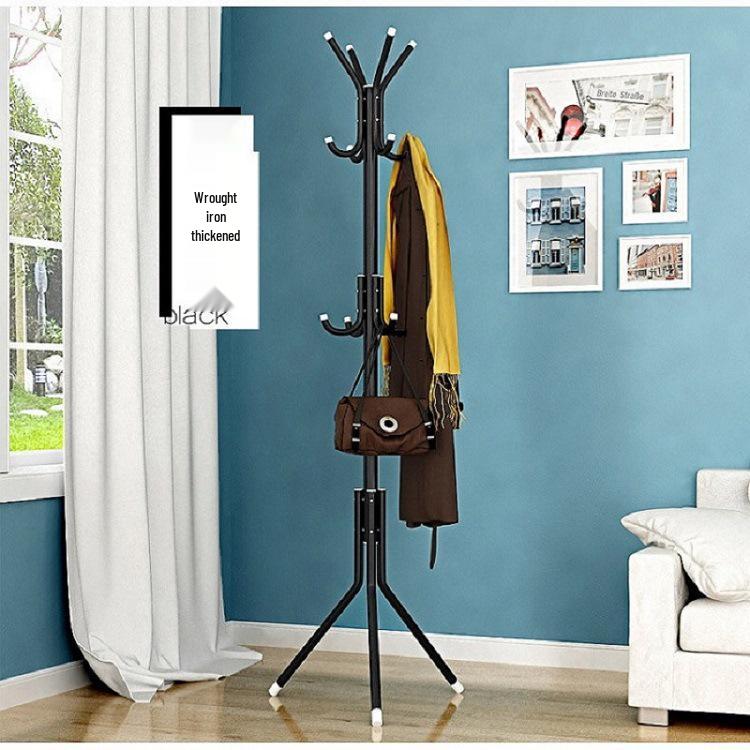 Sleek Wrought Iron Clothes Rack: Minimalist Floor-Standing Design for Easy Assembly