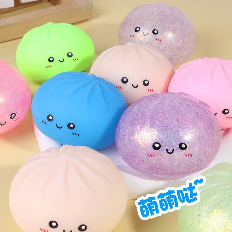 Simulation Bun Stress Relief Toy Creative Fake Bun Squishy Slow Rising Decompression Plaything Expression Big Bun Adult Kids Stress Reliever